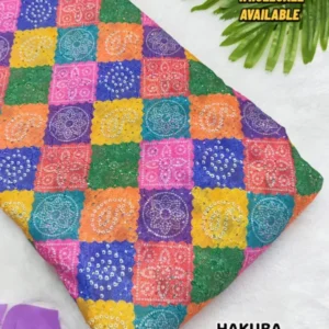 Digital print on hakoba cotton chikankari fabric - High-Quality Fabric