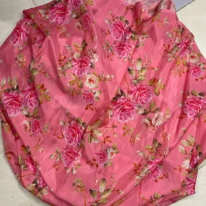 Peach colour habotai silk with floral digital print 65m for saree or gown - High-Quality Fabric