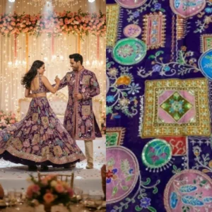 Pure chinnon position embroidery on print - High-Quality Fabric