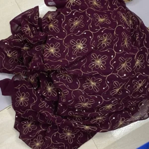 Vintage work on blooming georgette with perfect finishing - High-Quality Fabric