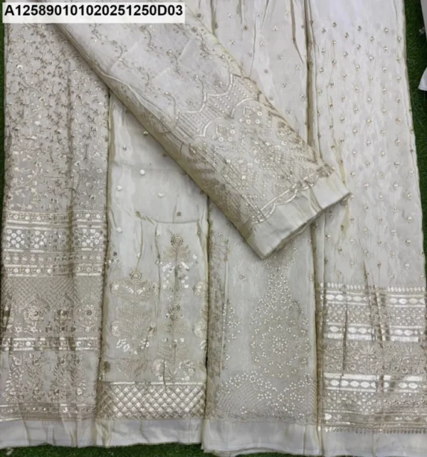 568243 pure shimmer tissue silk heavy sequence daman - High-Quality Fabric