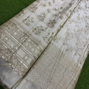 568243 pure shimmer tissue silk heavy sequence daman - High-Quality Fabric
