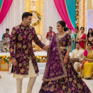 Designer brinjal natural crepe floral print embroidery fabric - High-Quality Fabric