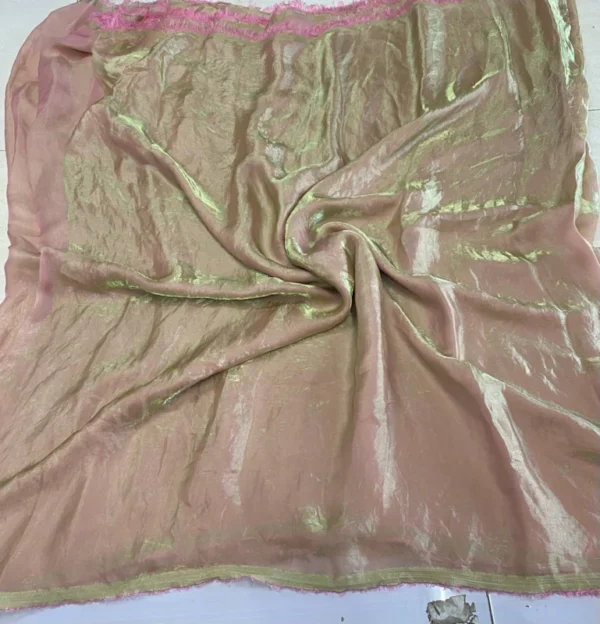 Golden cream with pink tinge space silk plain fabric 44 inch - High-Quality Fabric