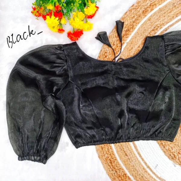 Plus size imported chiffon saree blouse padded full sleeves - High-Quality Fabric