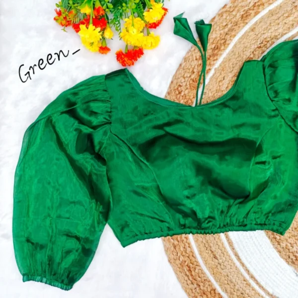 Plus size imported chiffon saree blouse padded full sleeves - High-Quality Fabric