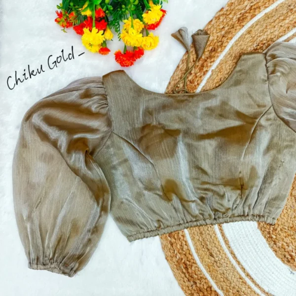 Plus size imported chiffon saree blouse padded full sleeves - High-Quality Fabric