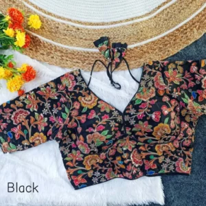 Pure crepe sabyasachi style position print blouse for party - High-Quality Fabric