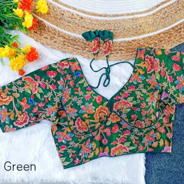 Pure crepe sabyasachi style position print blouse for party - High-Quality Fabric