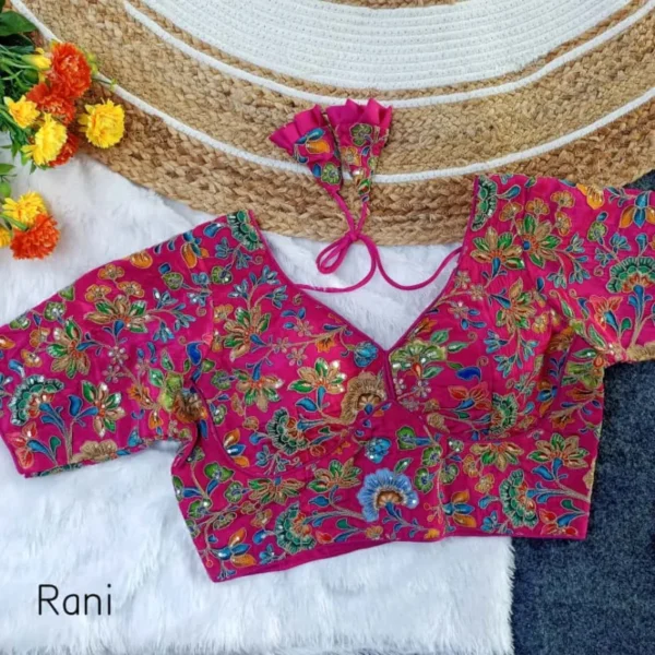 Pure crepe sabyasachi style position print blouse for party - High-Quality Fabric