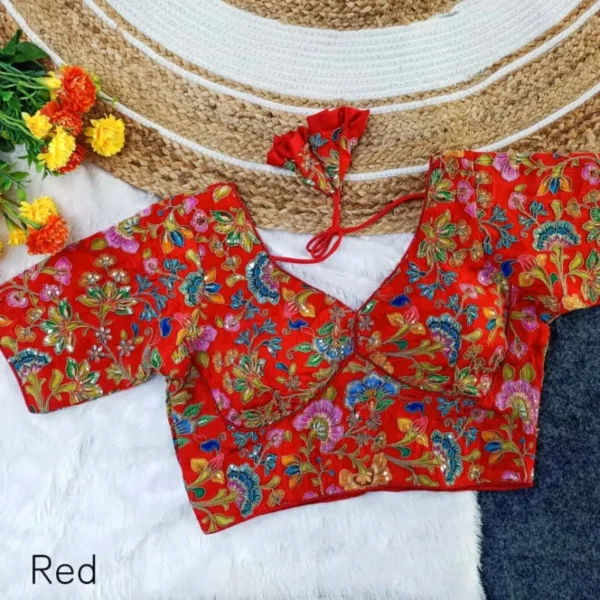 Pure crepe sabyasachi style position print blouse for party - High-Quality Fabric