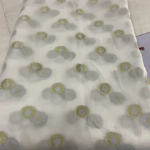 Pure dyeable chiffon banarasi butta fabric 8211 golden silver zari - High-Quality Fabric