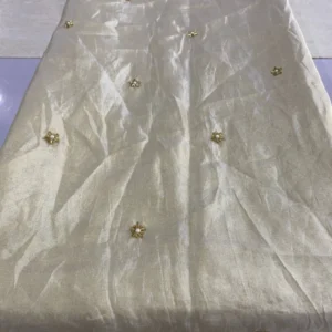 Pure dyeable shimmer tissue silk fabric with handwork butties - High-Quality Fabric