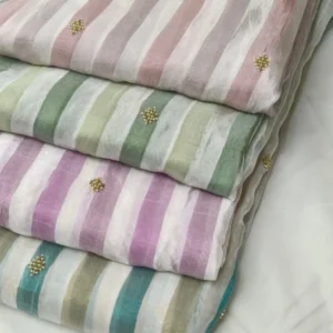 Shimmer crepe silk dyeable fabric with handwork butties - High-Quality Fabric