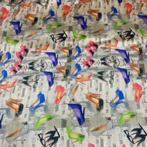 Soft tussar silk with digital print of sandals design - High-Quality Fabric