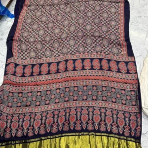 Pure gajji silk ajrakh print saree with blouse 8211 2400 - High-Quality Fabric