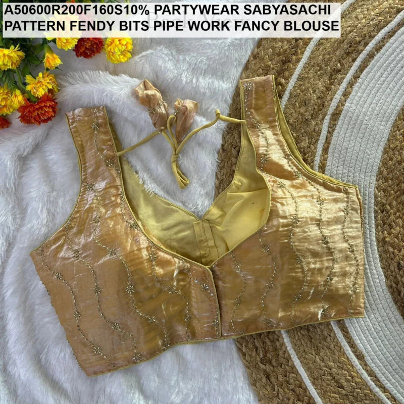 Sabyasachi pattern fendy bits pipe work fancy blouse - High-Quality Fabric