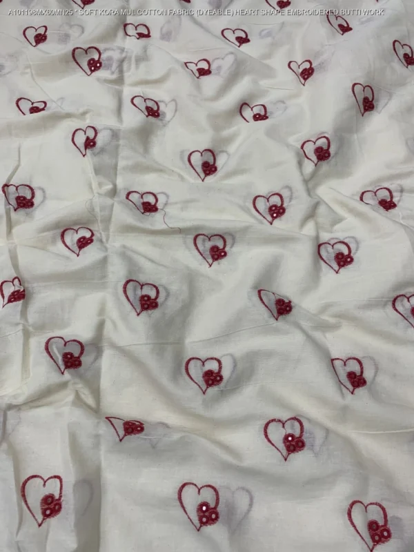 Alia bhatt inspired soft kora mul cotton heart butti fabric - High-Quality Fabric