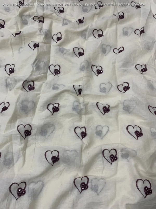 Alia bhatt inspired soft kora mul cotton heart butti fabric - High-Quality Fabric