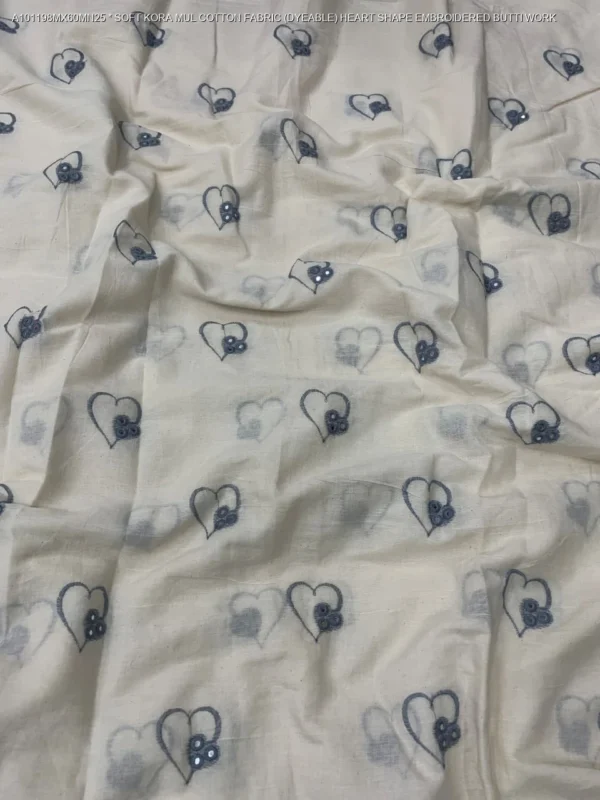 Alia bhatt inspired soft kora mul cotton heart butti fabric - High-Quality Fabric