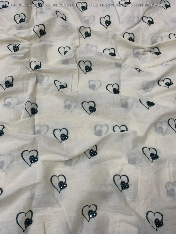 Alia bhatt inspired soft kora mul cotton heart butti fabric - High-Quality Fabric