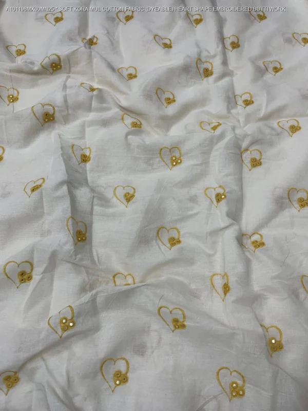 Alia bhatt inspired soft kora mul cotton heart butti fabric - High-Quality Fabric