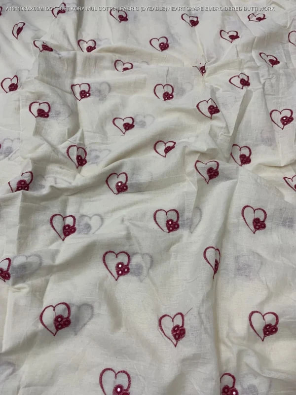 Alia bhatt inspired soft kora mul cotton heart butti fabric - High-Quality Fabric
