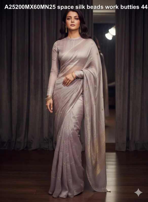 Bollywood glamour space silk fabric with beads butties kareena kapoor gown style - High-Quality Fabric