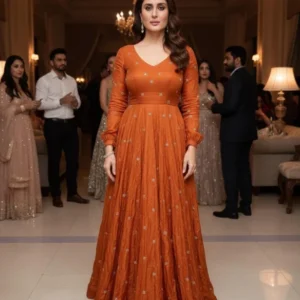 Bollywood glamour space silk fabric with beads butties kareena kapoor gown style - High-Quality Fabric