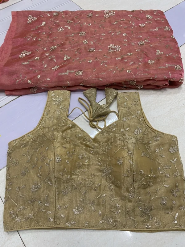 Kanchipuram tissue silk beads work jaal 8211 kareena kapoor inspired - High-Quality Fabric