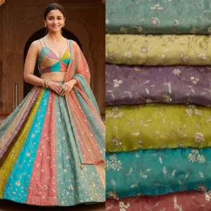 Kanchipuram tissue silk beads work jaal 8211 kareena kapoor inspired - High-Quality Fabric