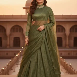 Royal banarasi tissue crush fabric for lehenga choli - High-Quality Fabric