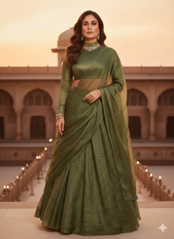 Royal banarasi tissue crush fabric for lehenga choli - High-Quality Fabric