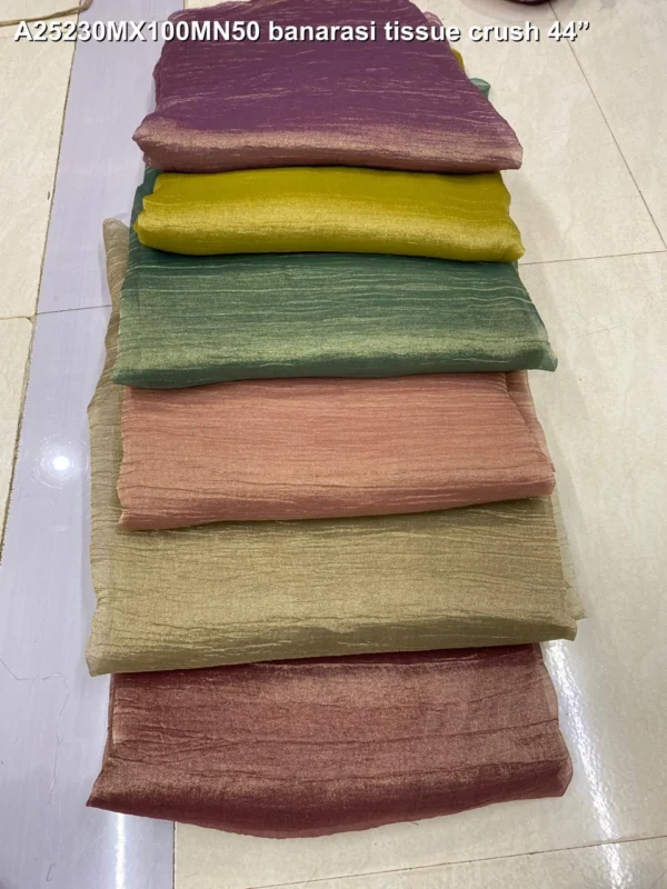 Royal banarasi tissue crush fabric for lehenga choli - High-Quality Fabric