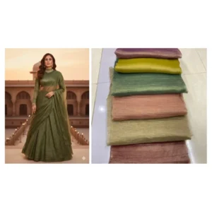 Royal banarasi tissue crush fabric for lehenga choli - High-Quality Fabric