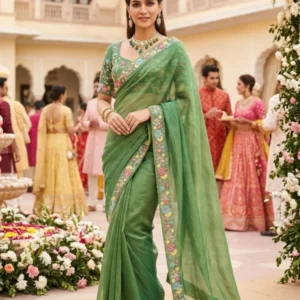 Kriti sanon fendy chiffon saree party wear beads work saree - High-Quality Fabric