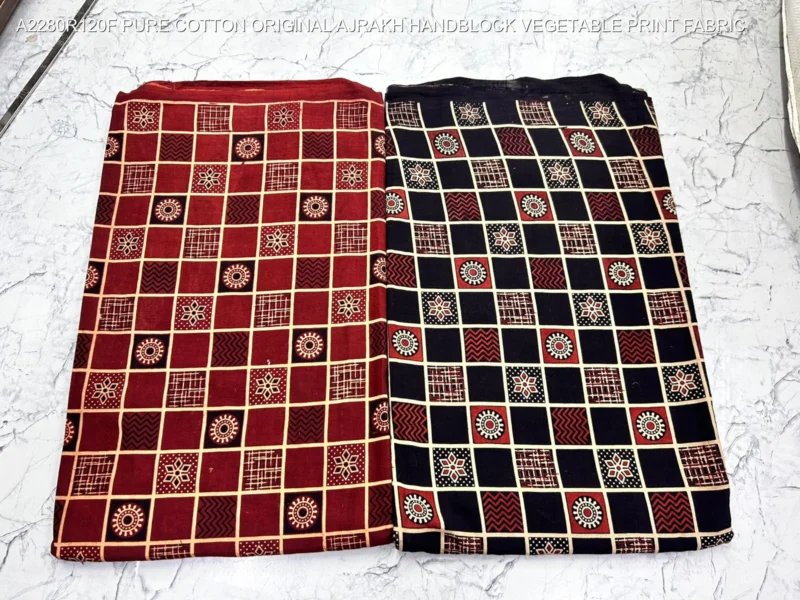 Ajrakh hand block print pure cotton fabric buy online - High-Quality Fabric