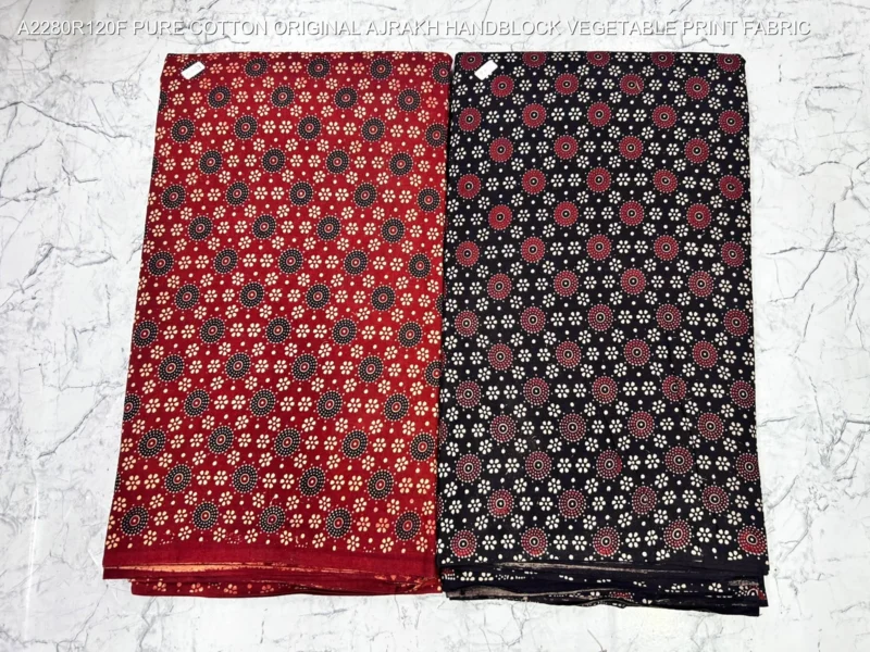 Ajrakh hand block print pure cotton fabric buy online - High-Quality Fabric