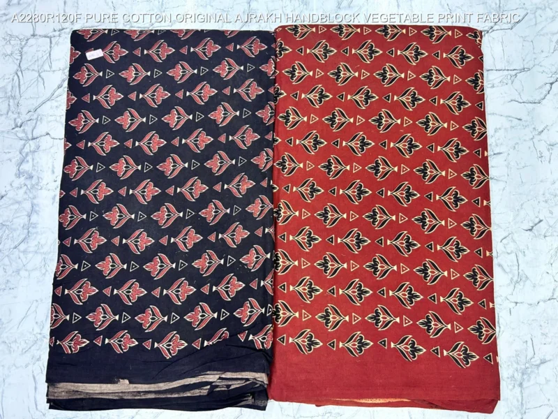Ajrakh hand block print pure cotton fabric buy online - High-Quality Fabric