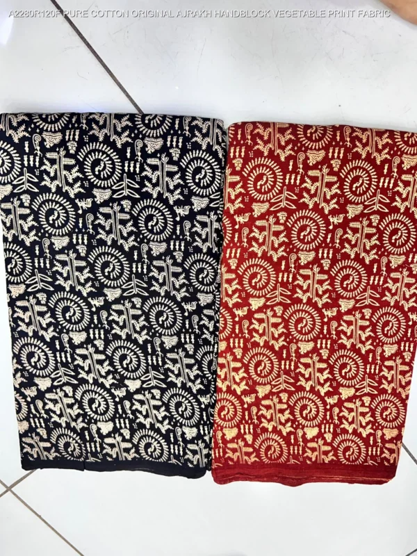 Ajrakh hand block print pure cotton fabric buy online - High-Quality Fabric