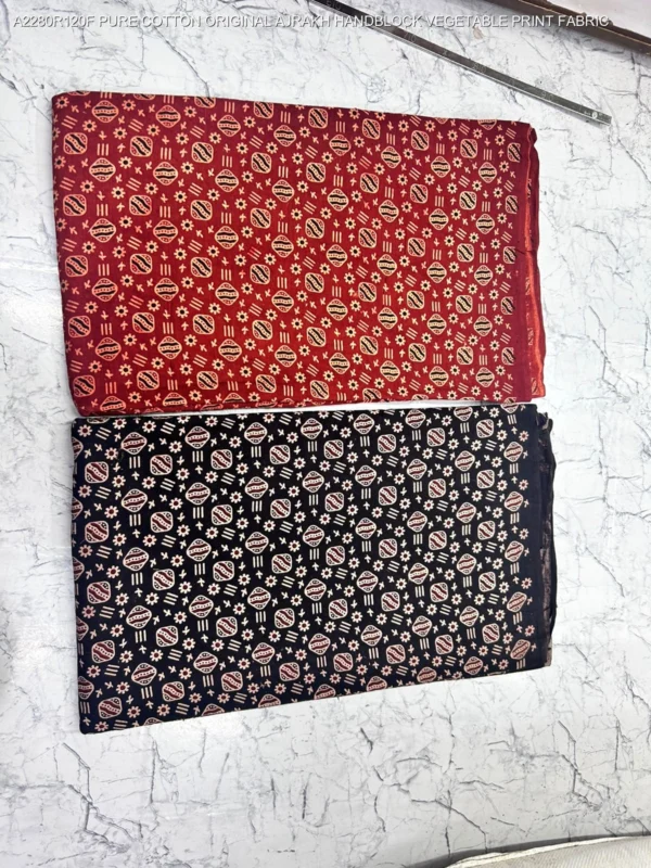 Ajrakh hand block print pure cotton fabric buy online - High-Quality Fabric