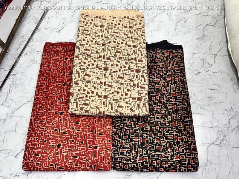 Ajrakh hand block print pure cotton fabric buy online - High-Quality Fabric