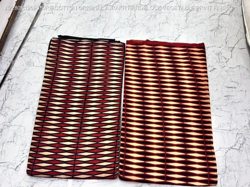 Ajrakh hand block print pure cotton fabric buy online - High-Quality Fabric