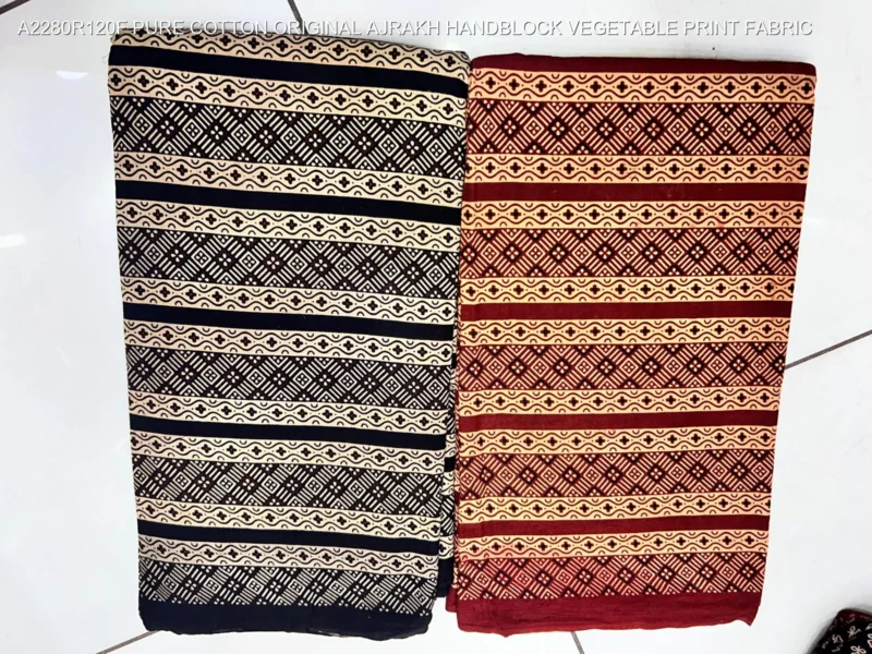 Ajrakh hand block print pure cotton fabric buy online - High-Quality Fabric