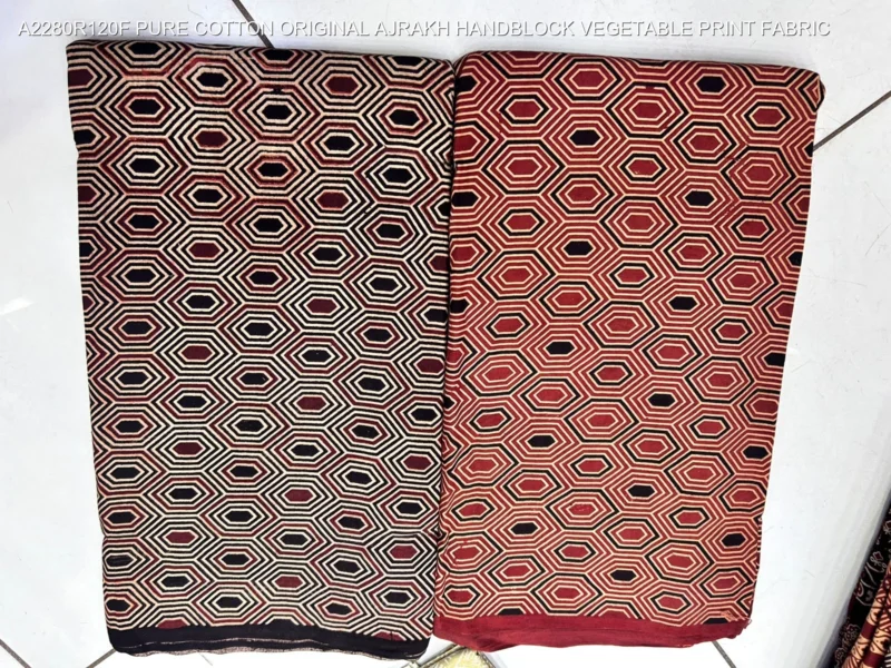 Ajrakh hand block print pure cotton fabric buy online - High-Quality Fabric