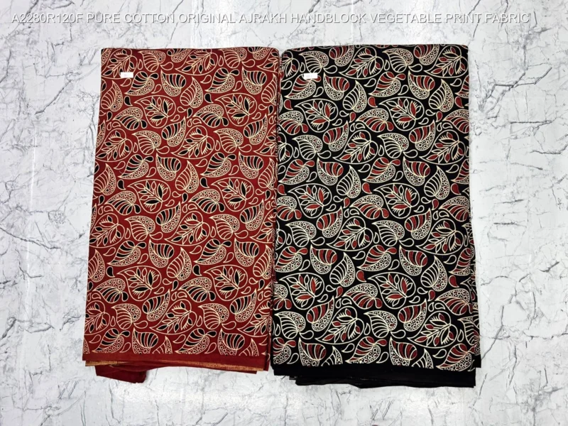 Ajrakh hand block print pure cotton fabric buy online - High-Quality Fabric