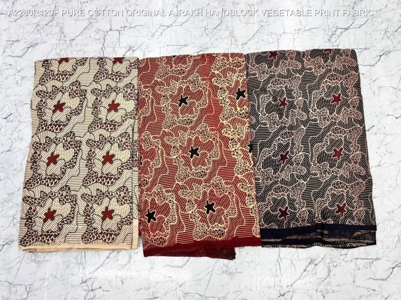 Ajrakh hand block print pure cotton fabric buy online - High-Quality Fabric