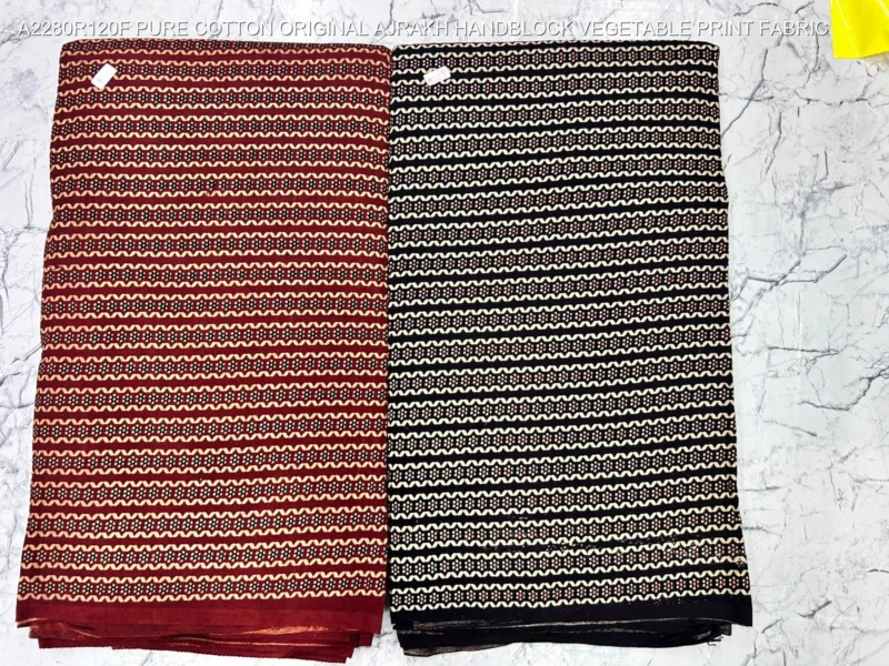 Ajrakh hand block print pure cotton fabric buy online - High-Quality Fabric