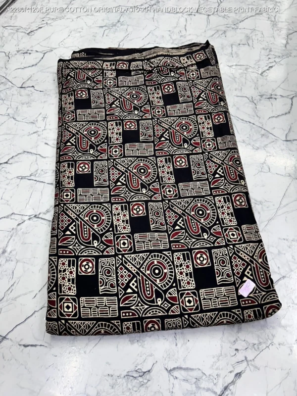 Ajrakh hand block print pure cotton fabric buy online - High-Quality Fabric