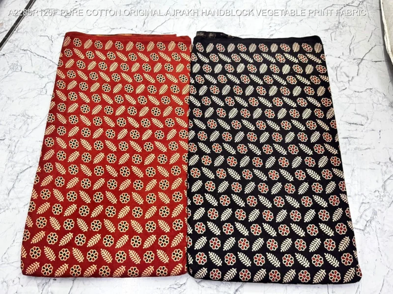 Ajrakh hand block print pure cotton fabric buy online - High-Quality Fabric
